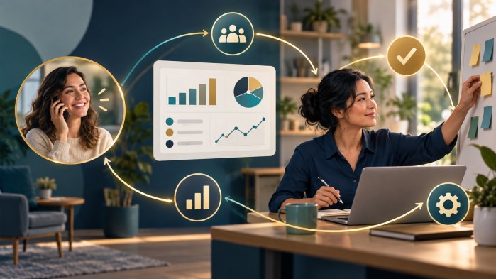Customer service and CRM improvement cycle connecting customer conversations, measurement, and process changes